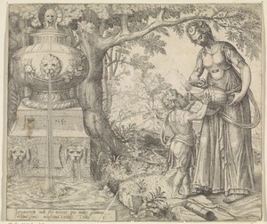 Hagar daje do picia Ismaela Historia Hagar i Ismaela (tytuł serii) autorstwa Willem Thibaut