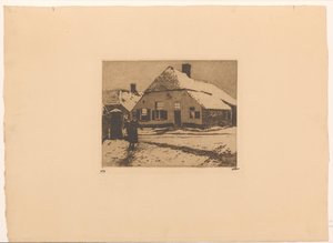Ośnieżone domy na drodze w Ede autorstwa Willem Witsen (signed by artist)