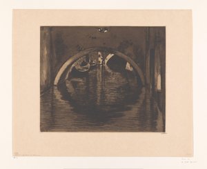 Widok pod mostem z dwiema łodziami wiosłowymi Pod mostem, Wenecja (tytuł oryginalny) autorstwa Willem Witsen (signed by artist)