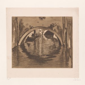 Widok pod mostem z dwiema łodziami wiosłowymi Pod mostem, Wenecja (tytuł oryginalny) autorstwa Willem Witsen (signed by artist)