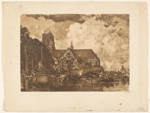Widok na Grote Kerk w Dordrecht autorstwa Willem Witsen (signed by artist)
