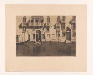 Widok na fasady i pachołki wzdłuż Canale Grande w Wenecji Domy z sześcioma pachołkami, Wenecja (tytuł oryginalny) autorstwa Willem Witsen (signed by artist)