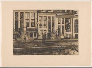 Widok domów na Oude Waal w Amsterdamie Amsterdam Oude Waal (tytuł na obiekcie) autorstwa Willem Witsen (signed by artist)