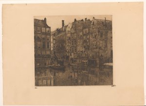 Oudezijds Voorburgwal i Oudezijds Kolk w Amsterdamie autorstwa Willem Witsen (signed by artist)