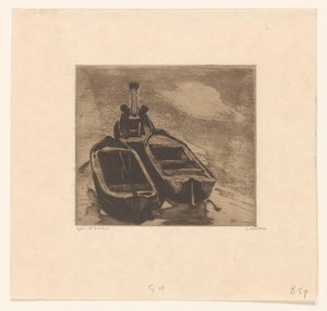 Holownik z dwiema barkami autorstwa Willem Witsen (signed by artist)