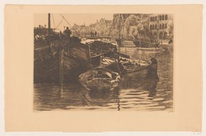 Statki torfowe w Oude Schans w Amsterdamie autorstwa Willem Witsen (signed by artist)