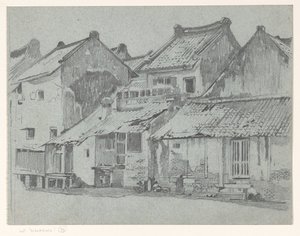 Tylne fasady domów nad rzeką w Batavia autorstwa Willem Arnoldus Witsen