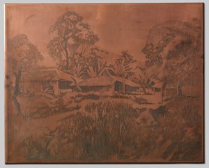 Buitenzorg, domy kampong, Salak i Cedeh po prawej w tle autorstwa Willem Arnoldus Witsen
