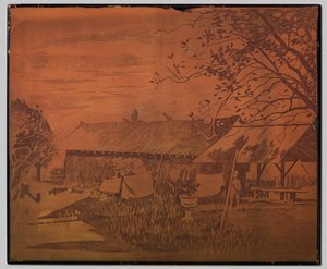 Gambar, długa oficyna, susząca pranie na pierwszym planie autorstwa Willem Arnoldus Witsen