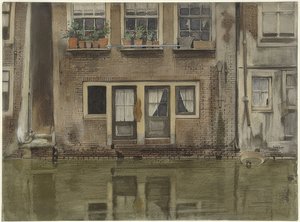 Haus an einer Gracht w Amsterdamie (Domy nad kanałem w Amsterdamie) autorstwa Willem Arnoldus Witsen