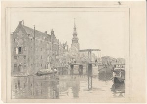 Pejzaż miejski z Montelbaanstoren autorstwa Willem Arnoldus Witsen