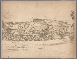 Widok na wulkan De Kloet, Gambar autorstwa Willem Arnoldus Witsen