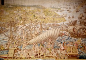 Podbicie Tunisu przez cesarza Karola V: siedziba Golette w 1535. Fragment gobelinu Willema de Pannemakera (aktywny około 1535-1554) 1554 Alcazar de Seville