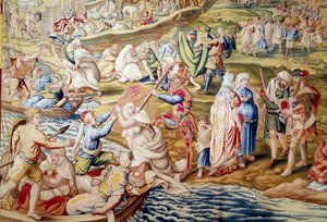 Podbój Tunisu przez cesarza Karola V: przemoc wyrządzona kobietom przez wojska hiszpańskie w 1535 r. (gobelin)