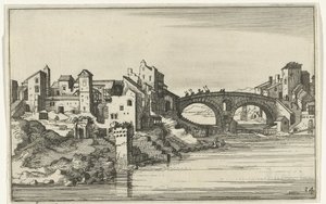 Most nad rzeką Rzymskie ruiny i nadmorskie krajobrazy (seria 1) (tytuł serii) autorstwa Willem van Nieulandt (II)