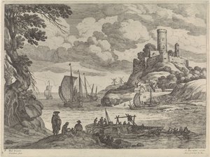 Widok na port ze statkami autorstwa Willem van Nieulandt (II)
