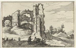 Ruina z bramą Rzymskie ruiny i nadmorskie krajobrazy (seria 1) (tytuł serii) autorstwa Willem van Nieulandt (II)