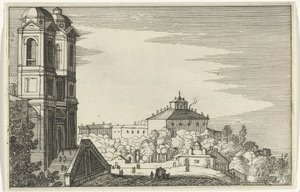 Trinità dei Monti w Rzymie Romeinse ruïnes en kustlandschappen (seria 1) (tytuł serii) autorstwa Willem van Nieulandt (II)