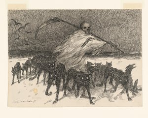 Honger (oryginalny tytuł na obiekcie) autorstwa Willem van Schaik (signed by artist)