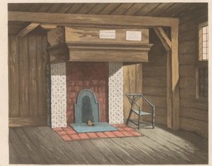 Wnętrze domu cara Piotra w Zaandam, 1824 Chata zamieszkiwana przez Czaara peetera de grotena w Zaandam w roku 1697 (...) - La maisonnette habitée par le Czar pierre le grand à Zaandam (...) (tytuł na obiekcie) autorstwa Willem van Senus (possibly)