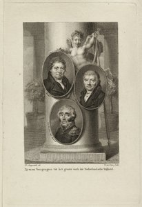 Pomnik z portretami Joan Melchior Kemper, Cornelis Anthony Fannius Scholten, Gijsbert Carel Rutger Reinier van Brienen van Ramerus. NL-HlmNHA 1477 53011449 autorstwa Willem van Senus