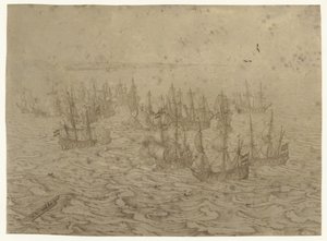 Bitwa morska u wybrzeży autorstwa Willem van de Velde (I) (possibly)