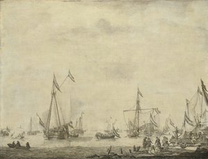 Jacht Królewski i Stateczny Żagiel Jachtowy z Moerdijk z Karolem II, królem Anglii, na pokładzie, 1660