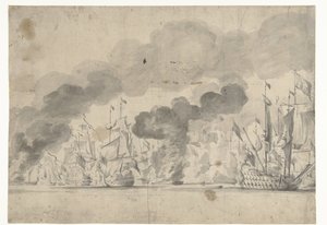 Bitwa pod Lowestoft 13 czerwca 1665 autorstwa Willem van de Velde (I)