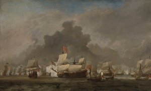 Bitwa morska między Michielem Adriaenszem de Ruyterem a księciem Yorku na Księciu Królewskim podczas bitwy pod Solebay, 7 czerwca 1672: epizod z trzeciej wojny angielsko-holenderskiej