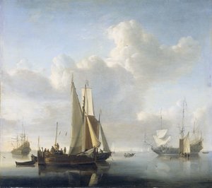 Statki przed wybrzeżem Statki u wybrzeży autorstwa Willem van de Velde (II)
