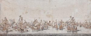 Bitwa pod Fehmarn, ok. 1650 (tusz i pranie na papierze)