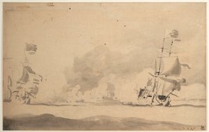 Holenderski statek w pogoni za angielskim statkiem