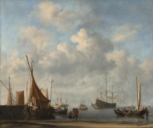 Wejście do Portu Holenderskiego, ca. 1665. autorstwa Willem van de Velde the Younger