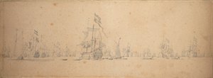 Rada wojenna w holenderskiej flocie autorstwa Willem van de the Elder Velde