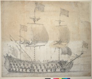 HMS Britannia (rysunek) autorstwa Willem van de the Elder Velde