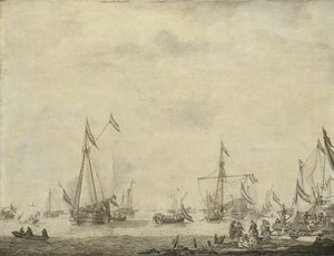 Jacht królewski i jacht państwowy wypływają z Moerdijk z Karolem II