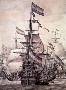Holenderska Flota w 1672 r. Detal - olej na płótnie