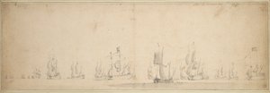 Holenderska flota przed bitwą pod Lowestoft, maj-czerwiec 1665 r. autorstwa Willem van de the Elder Velde