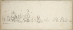 Eskadra Friesland leżąca u wybrzeży Szkocji autorstwa Willem van de the Elder Velde