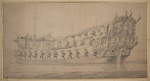 "York", ok. 1674 (grafit, szary pył) autorstwa Willem van de the Elder Velde