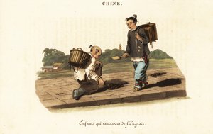 Chińskie dzieci zbierające obornik koński autorstwa William (after) Alexander