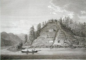 Wioska Przyjaznych Indian przy wejściu do Kanału Bute, ryty J. Landseer, ok. 1790-99 (rycina) autorstwa William (after) Alexander