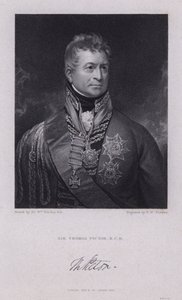 Sir Thomas Picton, walijski generał wojen napoleońskich zginął w bitwie pod Waterloo (rycina) autorstwa William (after) Beechey