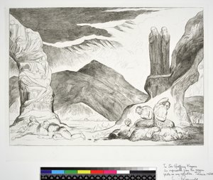 Krąg fałszerzy: Dante i Wergiliusz zakrywający nosy z powodu smrodu, Piekło, Pieśń XXIX, ilustracja do „Boskiej Komedii” Dantego Alighieri autorstwa William (after) Blake