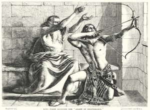 Król Joasz strzelający Strzałą Wyzwolenia (rycina) autorstwa William (after) Dyce
