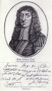 John Aubrey, angielski antykwariusz, filozof przyrody i autor (grafika) autorstwa William (after) Faithorne