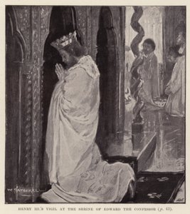 Czuwanie Henryka III w sanktuarium Edwarda Wyznawcy (litografia) autorstwa William (after) Hatherell