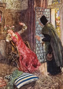 Romeo i Julia Szekspira: Akt III, Scena II (kolorowa litografia)