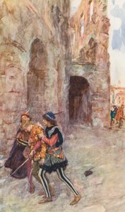 Romeo i Julia Szekspira: Akt III, Scena I (kolorowa litografia) autorstwa William (after) Hatherell