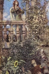 Romeo i Julia Szekspira: Akt II, Scena II (kolorowa litografia)